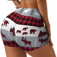 thumbnail image 3 of Athletic Shorts for Women, Buffalo Plaid Forest Seam Womens Shorts High Waisted Sport Running Workout Gym, 3 of 8