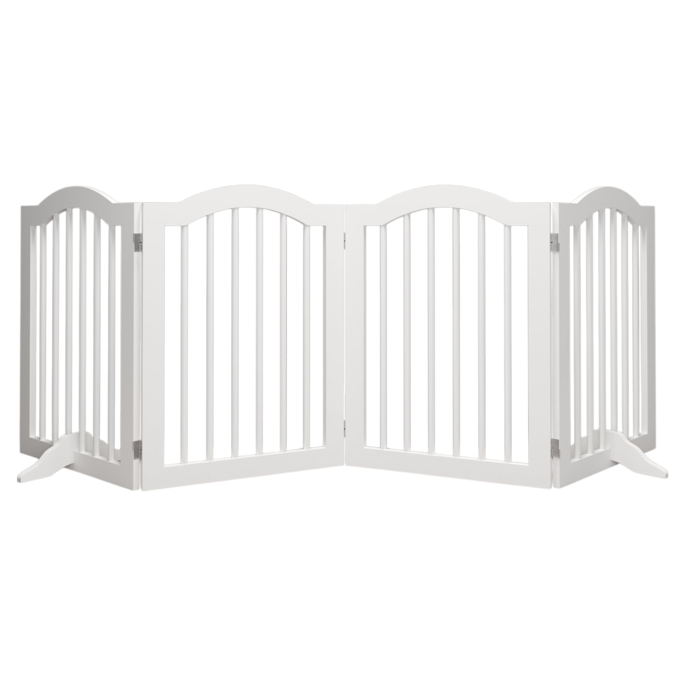 Noble House 27.6" Tall 4-Panel Freestanding Pet Gate, Foldable Wooden Dog Safety Fence for Doorways & Stairs, White