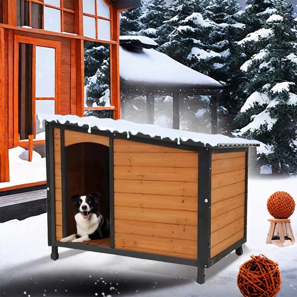 MIDOQIN Dog House Outdoor Indoor, Wooden Dog Kennel with Winter Raised Feet Puppy Shelter