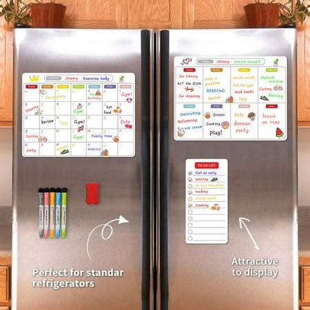 

SunSunrise A3 Fridge Planner Line Pattern Monthly Weekly PVC Magnetic Dry Wipe Calendar for Home