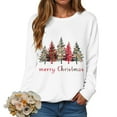 thumbnail image 4 of TTUHYWXI Christmas Sweatshirts for Women Merry Christmas Tree Graphic Long Sleeve Xmas Vacation Pullover Christian Tops (White, M), 4 of 6
