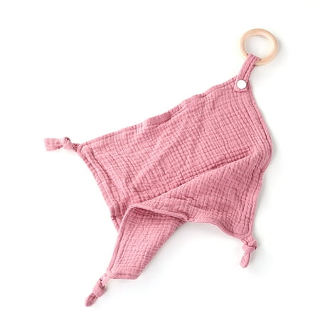 

Drooling Bib Soother Towel Wood Teething Ring Comfortable Baby Muslin Kerchief Skin Friendly Teether Nursery Room Supply