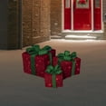 Northlight Set of 3 Lighted Red Gift Boxes with Green Bows Outdoor
