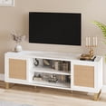 thumbnail image 4 of Cherish Rattan TV Stand for 65 Inch TV - Modern Entertainment Center with Marble Design, Storage Doors & Shelves, 4 of 11