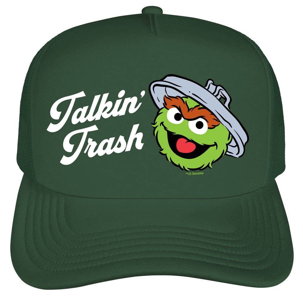 Sesame Street Oscar The Grouch Talkin Trash Foam Snapback Trucker Hat - Unisex for Men and Women