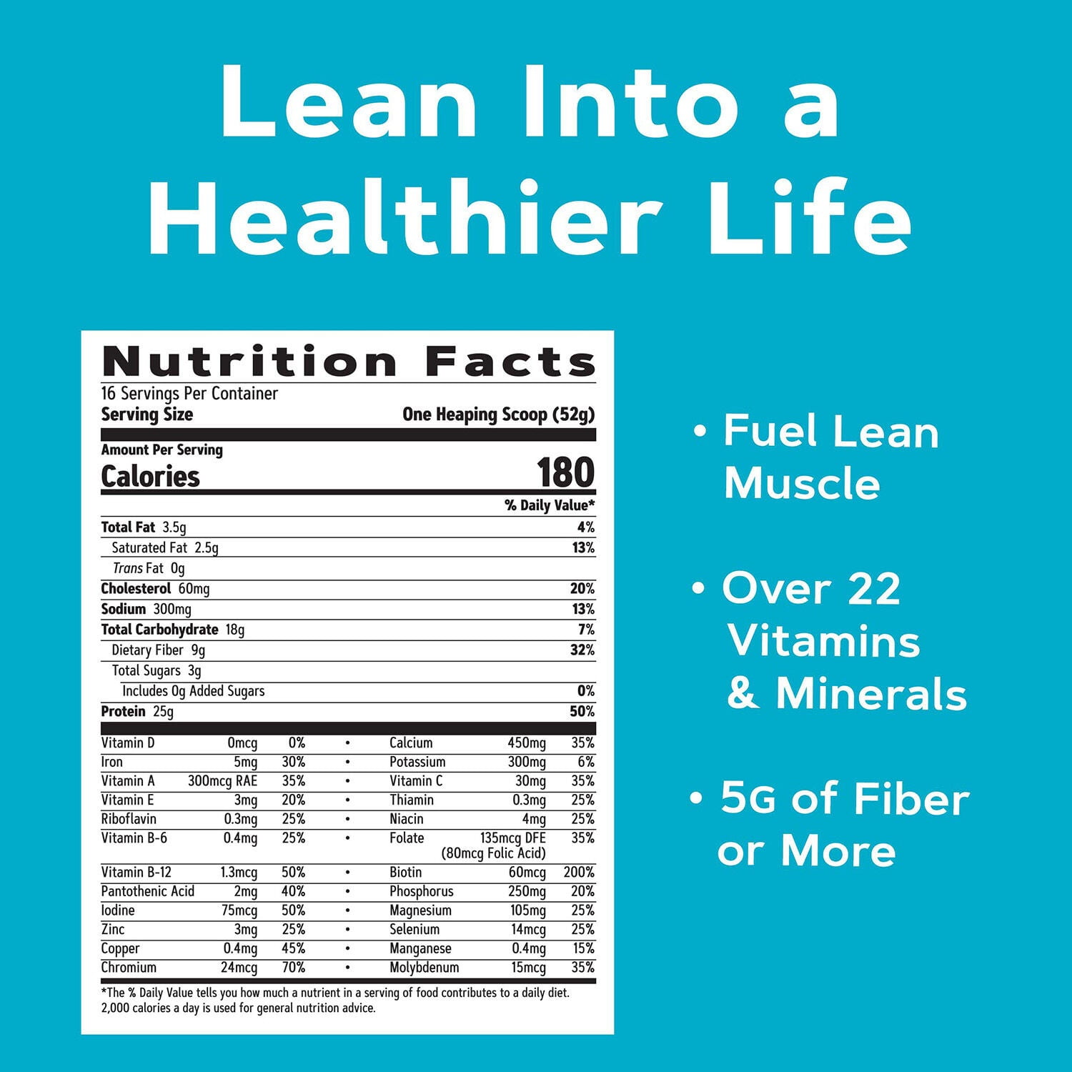 GNC Lean Shake 25 Meal Replacement Powder, Chocolate Peanut Butter, 25g Protein, High Fiber, Keto Friendly, Weight Management, 16 Servings