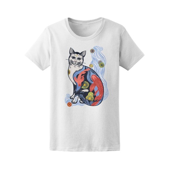 Happy Japanese Folklore Cat Fish Tee Men's -Image by Shutterstock