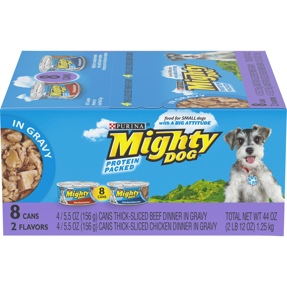 (8 Pack) Purina Mighty Dog Small Breed Gravy Wet Dog Food, ThickSliced
