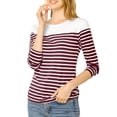 thumbnail image 2 of Allegra K Women's Color Block Long Sleeve Striped Causal T-Shirt, 2 of 6