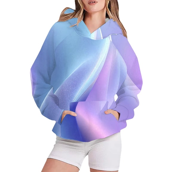 Bovemsi Sweatshirt for Women Women's Sportswear 2025 Gradient Pattern Long Sleeved Casual Pullover Comfort Hoodie
