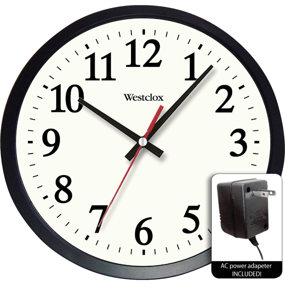 Westclox 14 Black Round Electric Powered Office Analog Quartz Accurate Wall Clock