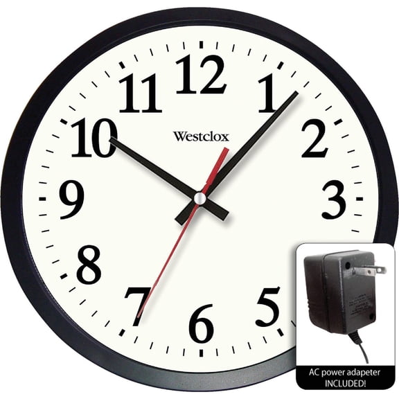 Westclox 14" Black Round Electric Powered Office Analog Quartz Accurate Wall Clock