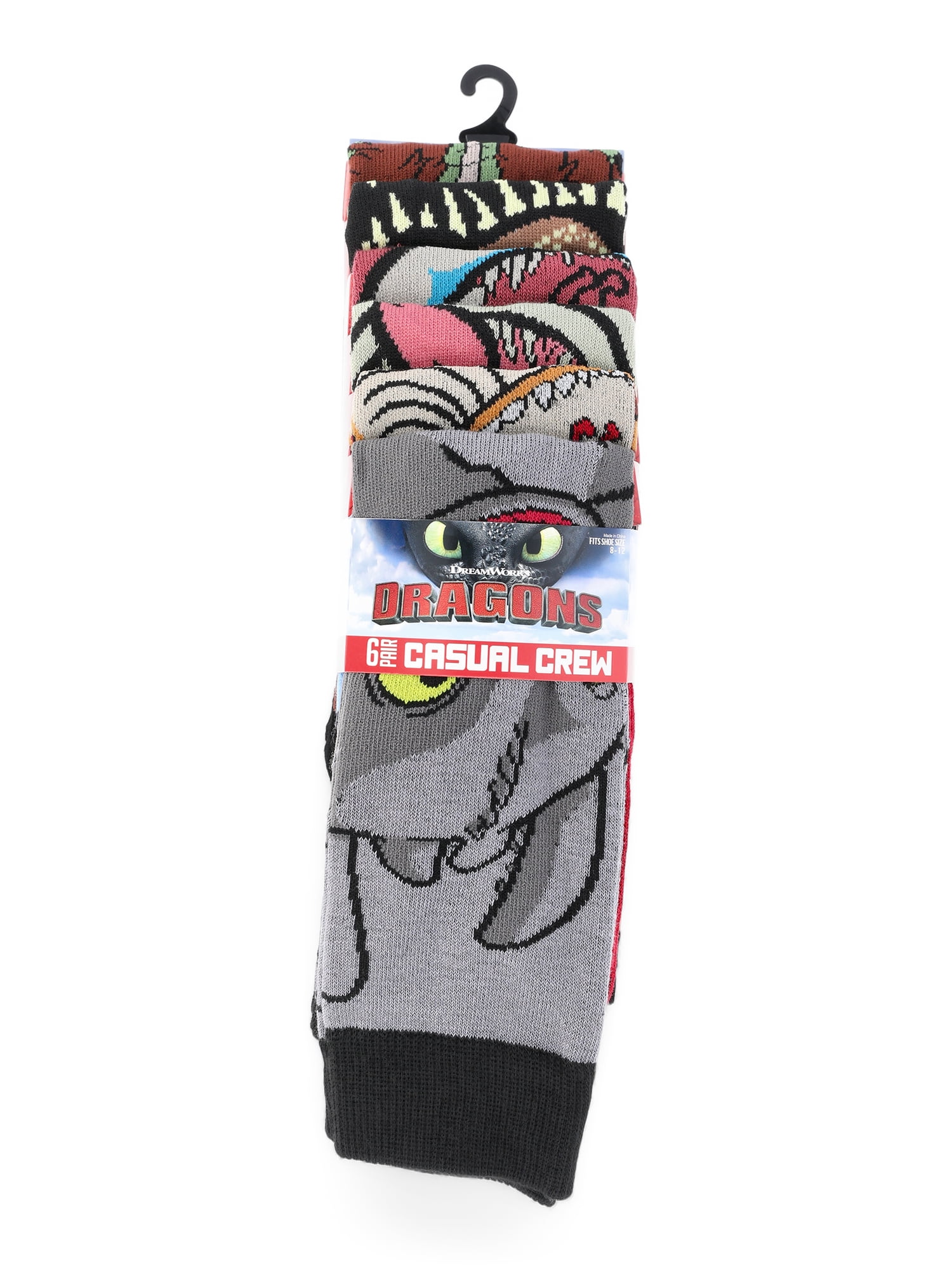 How To Train Your Dragon Men's Crew Socks, 6-Pack, Shoe Sizes 8-12