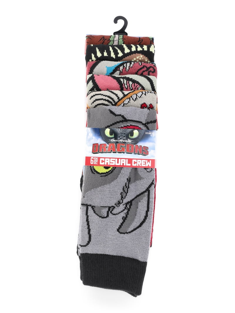 まんじゅう　 Loose Socks 40cm 24足セット How To Train Your Dragon Men's Crew Socks, 6-Pack, Shoe Sizes 8-12