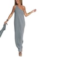 thumbnail image 4 of xiaxaixu Femmes une Épaule Débardeur Robe Couleur Unie Sans Manches Split Parti Robe pour Cocktail Beach Club Été Streetwear, 4 of 5