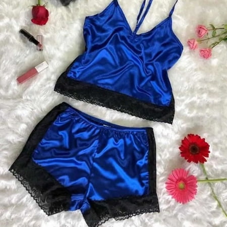 

Simplmasygenix Women s Short Pants ClearanceWomen Sexy Tops Shorts Lace Bowknot Nightdress Camisole Pajamas Underwear Set