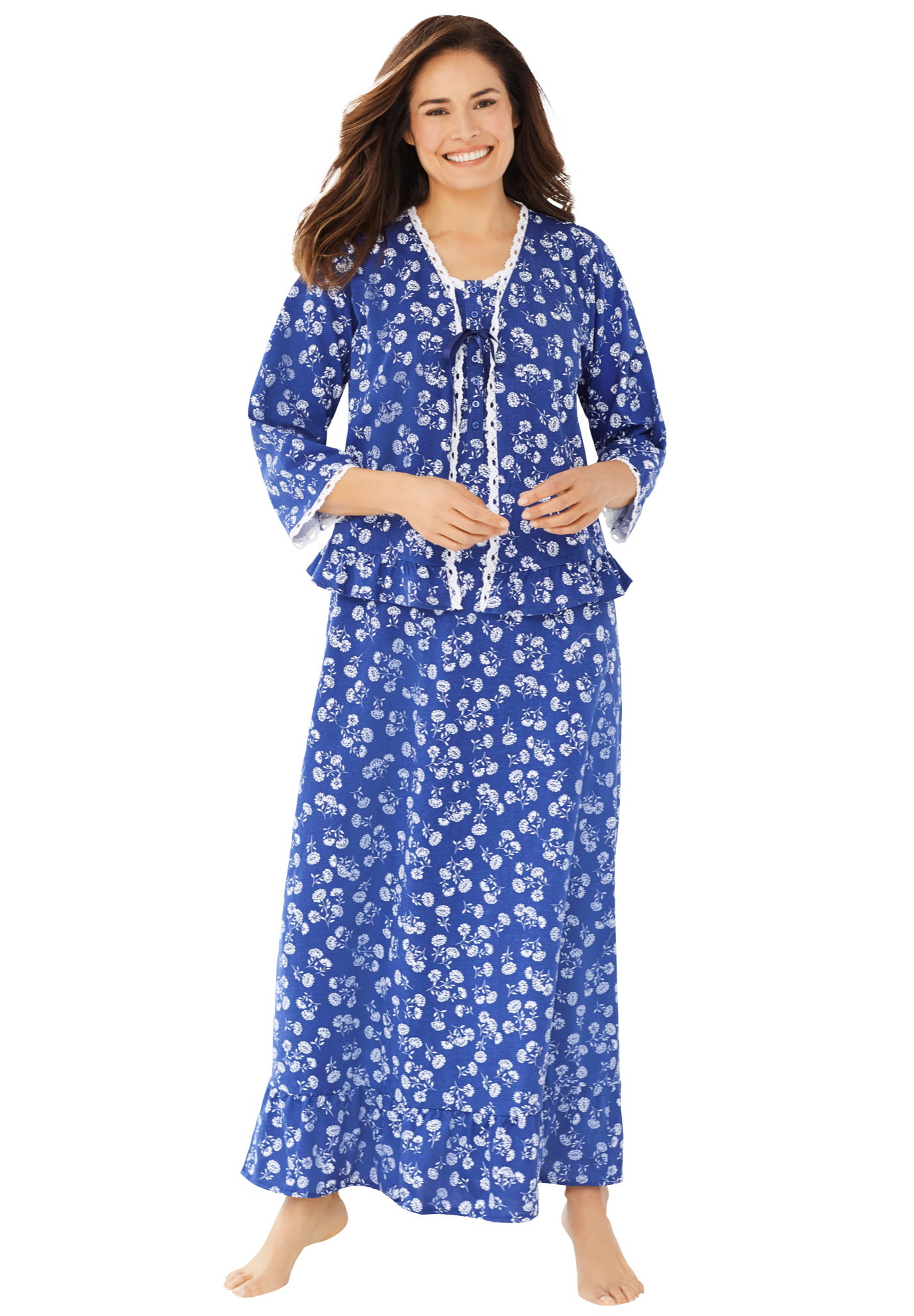 Only Necessities - Only Necessities Women's Plus Size 2-Piece Nightgown ...