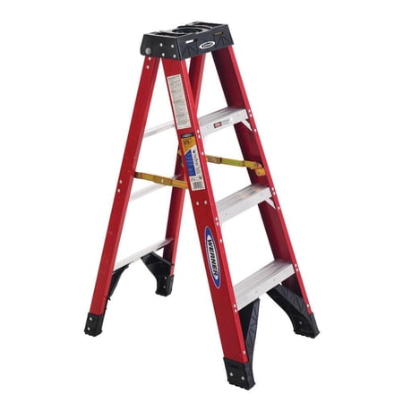 WERNER Stepladder,Fiberglass,4 ft. H,375 lb Cap 6304