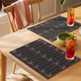 thumbnail image 4 of Spring Floral Placemats Set of 12 Vintage Bohemia Flowers Leaves Bows Black Place Mats Indoor Wipeable Table Mats Washable Cloth Dining Table Placemats for Kitchen Holiday Party Home Decor 13x19 Inch, 4 of 9