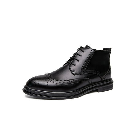 

Ymiytan Mens Comfortable Dress Boots Wedding Non Slip Ankle Business Breathable Brogue Shoes Black 8.5