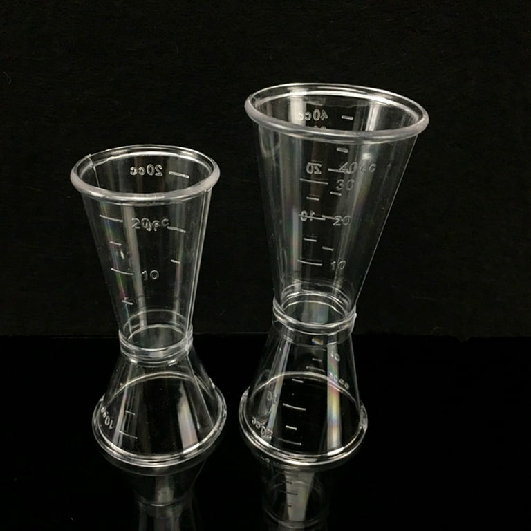 Double Clear Plastic Jigger, Cocktail Measuring Shot Glasses Drink Spirit Measure  Cup for Bar Party Kitchen Tool 