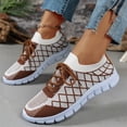 thumbnail image 6 of Walking Shoes Women, Womens Walking Shoes, Sneakers for Women, Women Classic Plus Size Fly Knit Round Toe Casual Flats Lightweight Comfort Walking Footwear Soft Sole Daily Shoes, Light Brown 9, 6 of 6