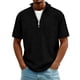 thumbnail image 1 of Blusa y camisa de manga corta con cuello vuelto para hombre, color liso, informal, con solapa y cierre de cremallera de un cuarto, con bolsillo para hombre, top/camisa de manga corta con solapa para h, 1 of 7