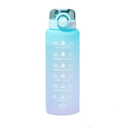 

Sport Cups Frosted Water bottles with Straw Fitness With Time Scale 1 Liter Water Bottle Gradient Color GREEN