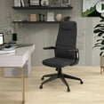 thumbnail image 3 of LeisureMod Ergonomic Office Chair High-Back Leather Computer Chair with Padded Headrest Adjustable Height Swivel and Tilt Desk Chair and Double Wheel Casters Nexa Collection in Black, 3 of 11