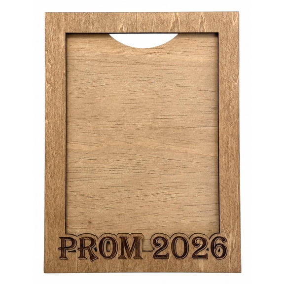 Wooden Prom 2026 Picture Frame, 5x7 Photo Display with Stand and Wall Mount, Decorative Engraved Design