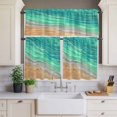 thumbnail image 2 of Abstract Green Curtain Valances Set Ocean Beach Waves Lines Gradient Kitchen Curtains 24&nbsp;inch Length Rod Pocket Valance and Tiers 3 Piece Set Small Bedroom Bathroom Laundry Decor, 2 of 9