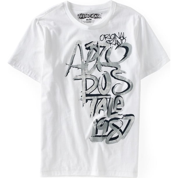 Camiseta gráfica Aeropostale Aero 1987 Graffiti blanca mediana