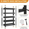 thumbnail image 3 of 72" H Garage Shelving Unit, Garage Storage Shelves 2500LBS Heavy Duty Shelving, Adjustable 5 Tier Metal Shelving Utility Shelf, Storage Rack for Industrial, Warehouse, Basement (18" D*39" W*72" H), 3 of 10