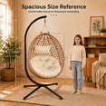 thumbnail image 3 of ROSUIS Foldable Hanging Egg Chair with Stand, HDPE Rattan Wicker Swing Chair with Cushion, Outdoor Egg Chair for Patio Balcony Bedroom, Heavy Duty 350 Lbs Capacity, 3 of 11