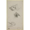 thumbnail image 3 of Charles Lucy 15x24 Black Modern Framed Museum Art Print Titled - Study of Hands (C. 1858), 3 of 5