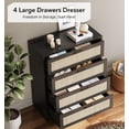 thumbnail image 5 of 4 Drawer Dresser for Bedroom, Rattan Modern Closet Dressers Chest of Drawers, Wood Dresser for Closet, Living Room, Hallway, 5 of 7