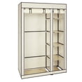 thumbnail image 3 of Tcbosik 67 inch Portable Wardrobe Closet for Small Room, Clothing Organizer Rack with Non-Woven Fabric Cover, Storage Shelves and Hanging Rod, Beige, 3 of 7
