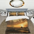 thumbnail image 2 of Designart "Rustic Windmills of Texas" Landscapes Bedding Covert Set - Wind Turbines Yellow Architecture Bed Set With 2 Shams, 2 of 6
