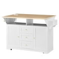 thumbnail image 2 of Noble House 47" Extendable Kitchen Island Cart, Thick Top with Outlet and Wheels, Mobile Storage Cabinet, White, 2 of 15