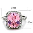 thumbnail image 2 of Luxe Jewelry Designs Women's Stainless Steel Halo Engagement Ring with Rose Cubic Zirconia - Size 7, 2 of 4