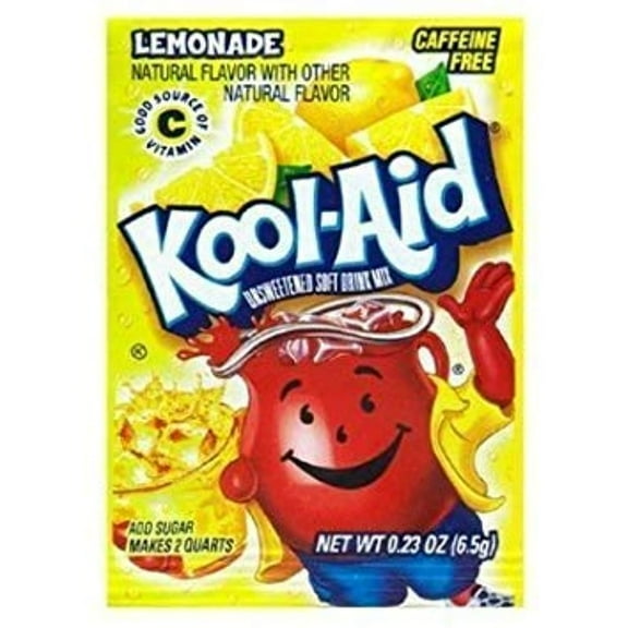 Kool-Aid Soft Drink Mix - Lemonade Unsweetened, Caffeine Free, 0.23 Oz/Envelope (Pack Of 15)