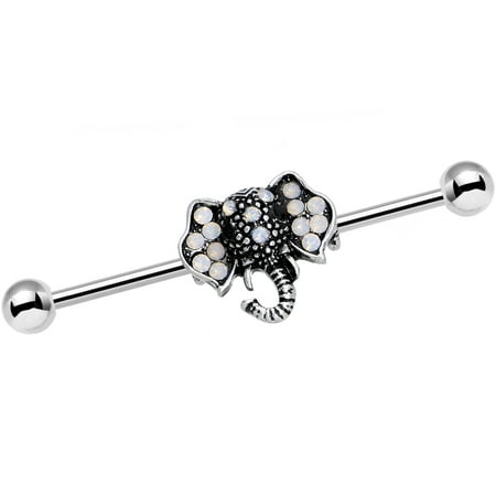 Barbell Head - Body Candy Steel Iridescent Pink Accent Elegant Elephant Head Industrial Barbell 14 Gauge 36mm