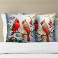 thumbnail image 2 of Winter Red Bird Throw Pillow Cover Set of 2 20x20 Inch Winter Christmas Pillowcase Nature Birds Scene Cushion Covers Farmhouse Pillow Protector for Home Bedroom Sofa, 2 of 6