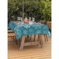 thumbnail image 2 of Outdoor Tablecloth with Umbrella Hole and Zipper, Teal Snowflake Christmas Rectangle Table Cloth 54x80 Inch Waterproof Tablecloth, Xmas Snowflake Picnic Table Cover for Patio Camping, 2 of 7