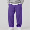 thumbnail image 4 of Leidass Mens Fleece Lined Jogger Sweatpants Elastic Drawstring Waist Cuffed Ankle Solid Casual Athletic Pants with Side Pockets Purple L, 4 of 5