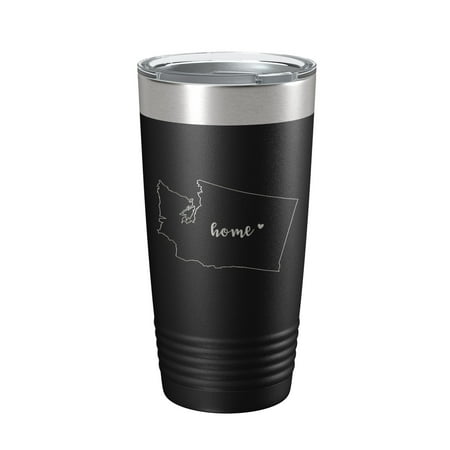 

Washington Tumbler Home State Travel Mug Insulated Laser Engraved Map Coffee Cup 20 oz Black