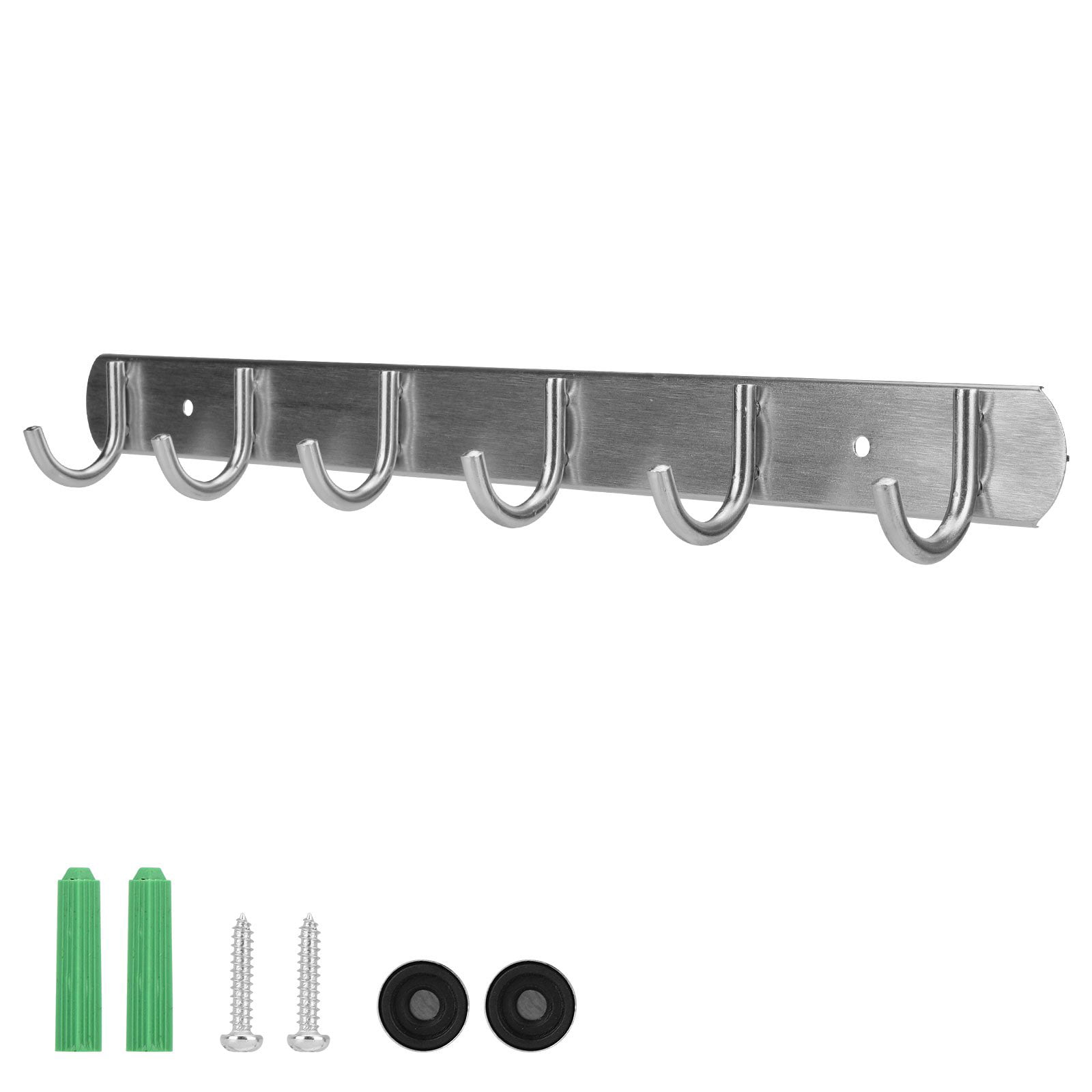 Brushed Nickel & Chrome Wall Hung Mount 6 Hook Hat and Coat Rack Organizer