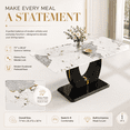thumbnail image 5 of JUFU Dining Table Set for 6, 71'' White Marble Dining Table and Chairs, Modern Kitchen Table Set for 6,with 6 White PU Leather Upholstered Dining Chairs, Dinner Table Set for Dining Room, 5 of 10