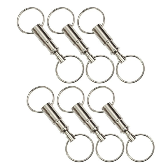 WHAMVOX 6pcs Quick Release Keychain Detachable Pull Apart Key Rings Heavy Duty Dual Split Ring Key Holder Double Ring Key Accessory 8cm