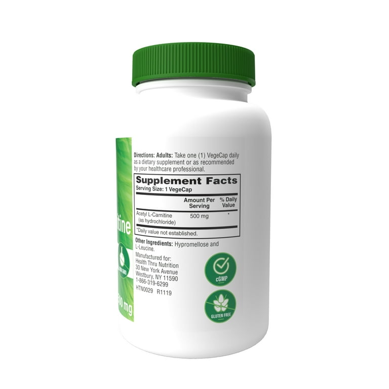 third party tested l carnitine Acetyl L-Carnitine 500mg Vegan | 3rd Party Tested | Supports Cognition &  Mental Function | Memory & Attention | Hypoallergenic, Non-GMO, Gluten  Free, Soy Free | by Health Thru Nutrition (Pack of 200)